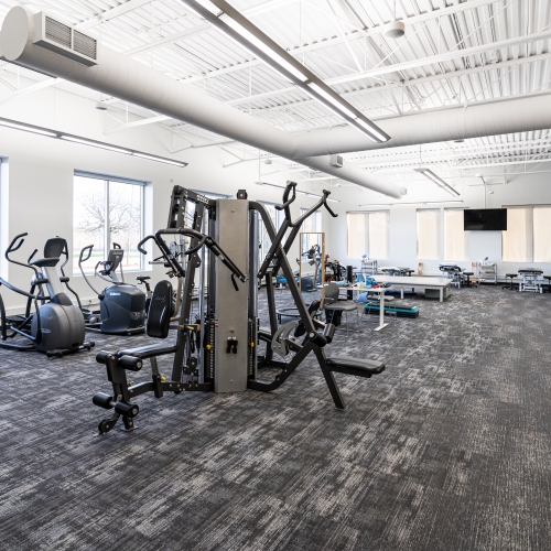 Rehab gym at MSK Centre Waterloo with cardio and resistance equipment